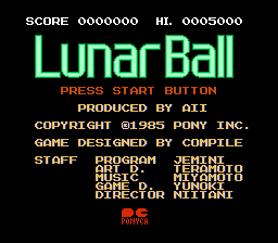 Lunar Ball title screen for Famicom